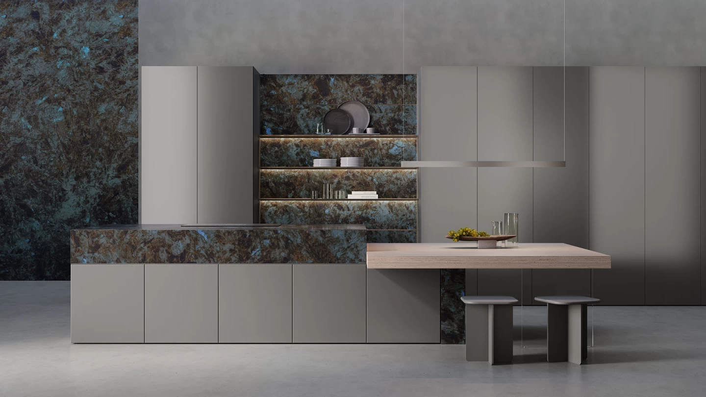 Kitchen surfaces in Baobab porcelain stoneware - Atlas Plan