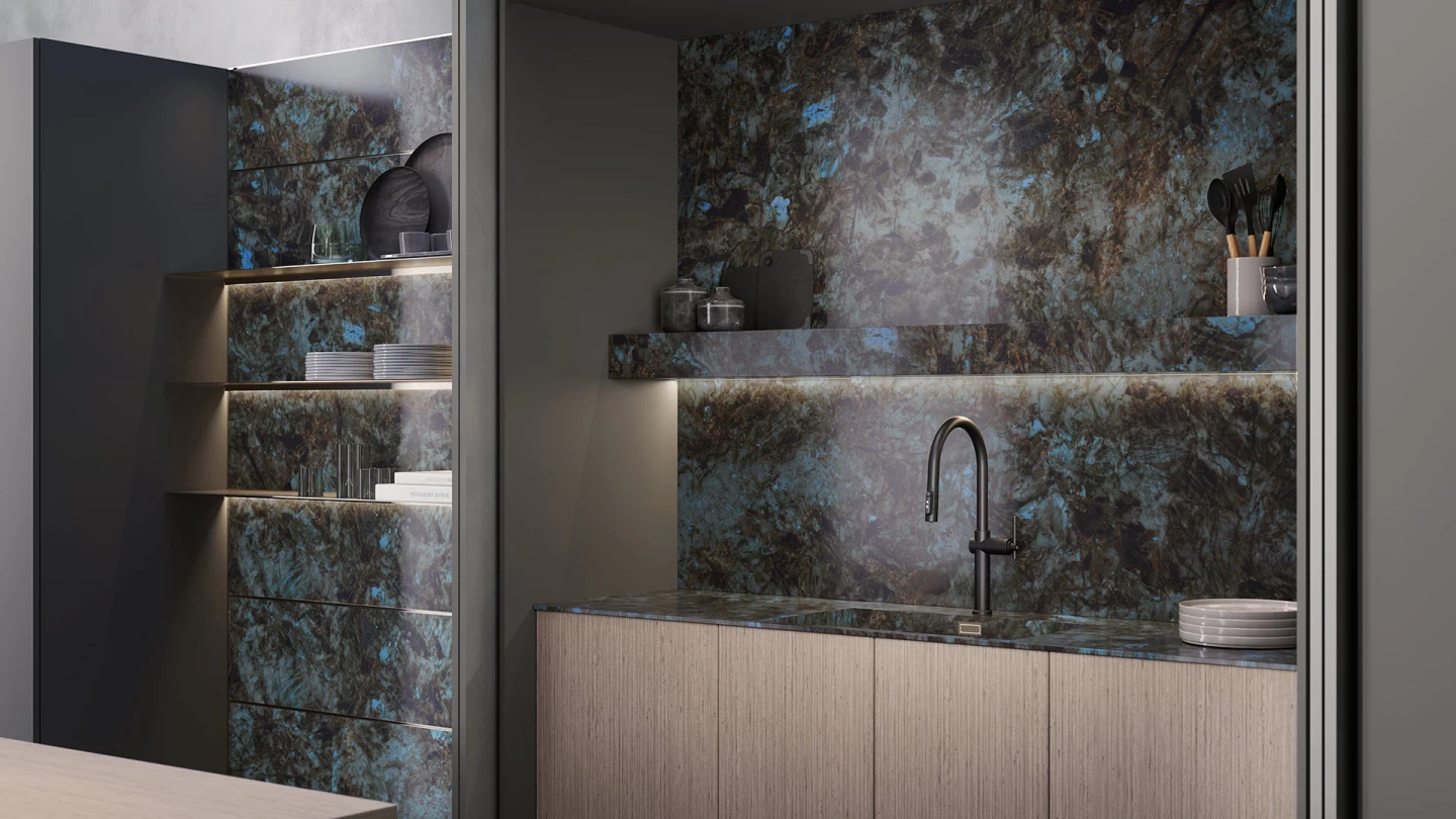 Elegant kitchen design with Baobab porcelain stoneware slab