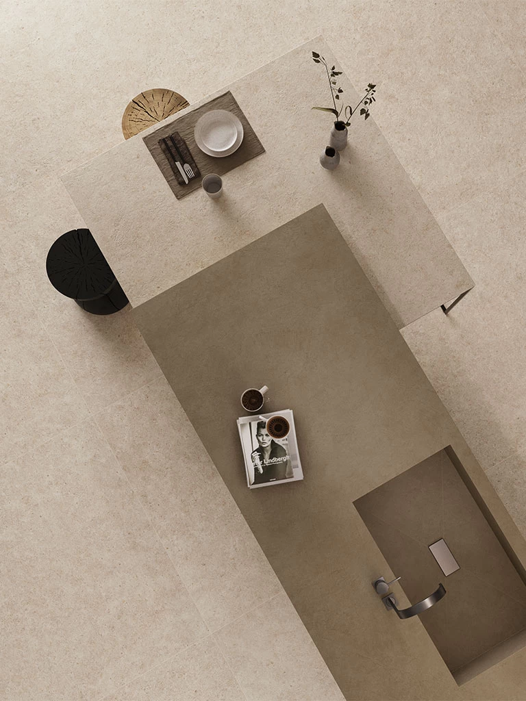 Boost Natural Ecru: large beige porcelain tiles - Atlas Plan