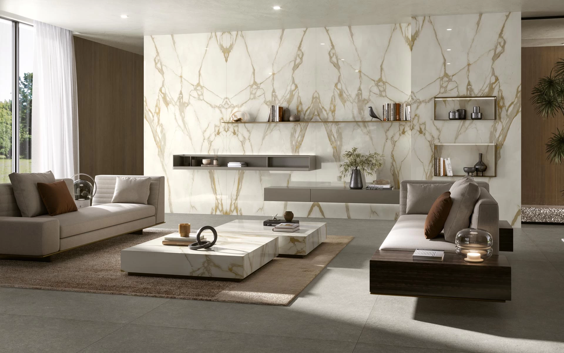 Calacatta Gold porcelain stoneware slabs for luxury interiors
