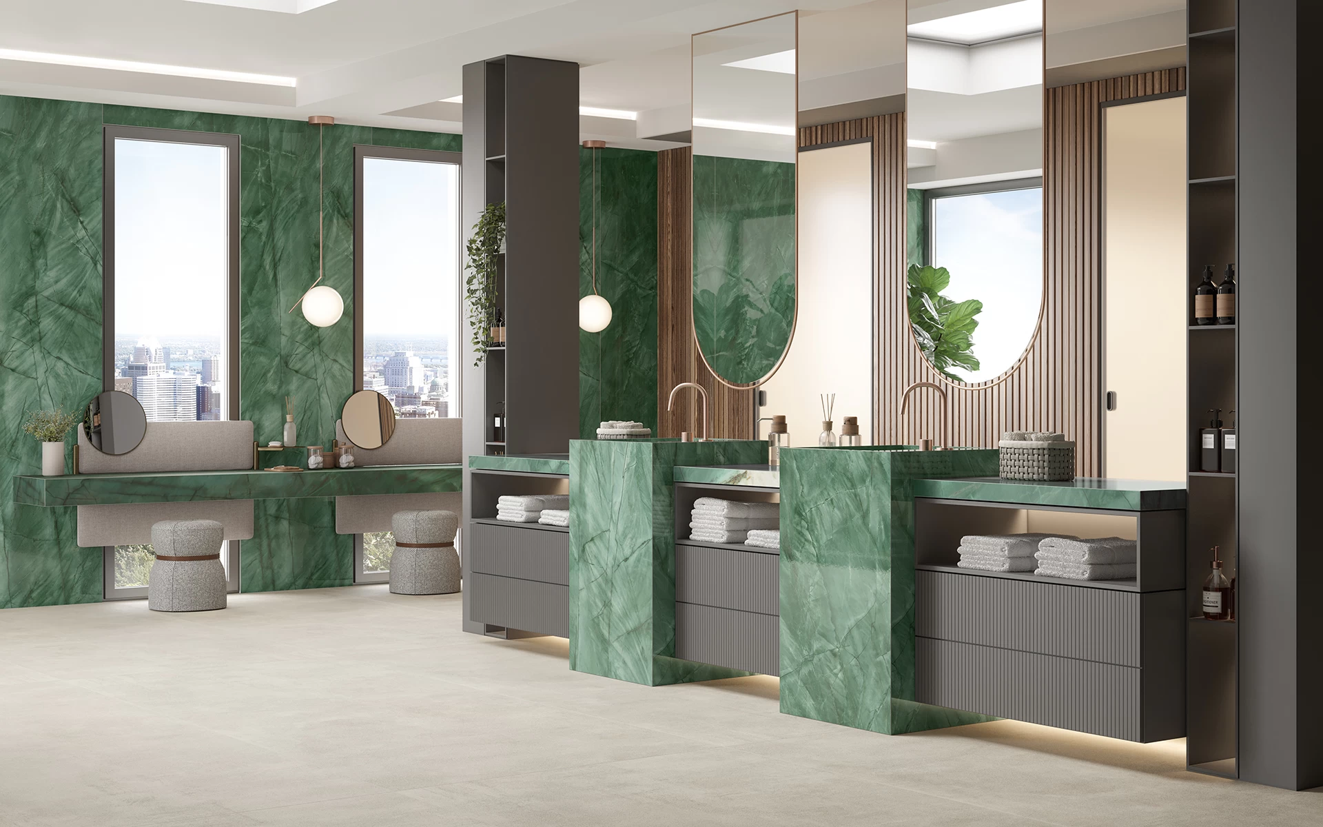 Exotic Green: green marble look large tiles - Atlas Plan