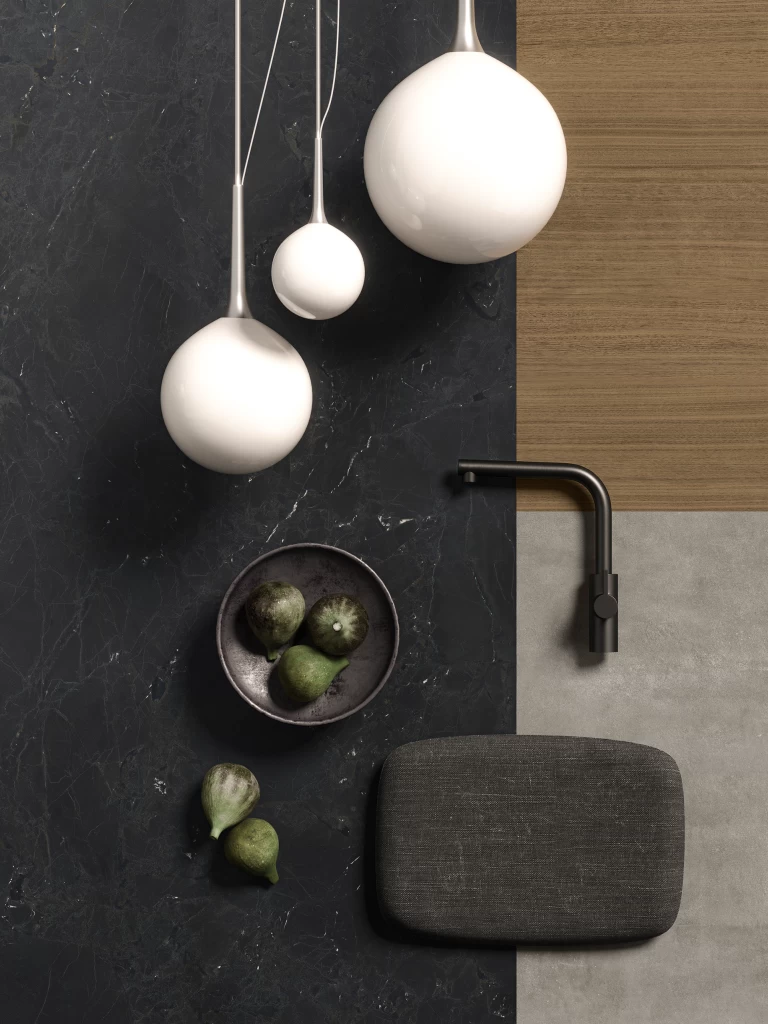 Elegance in dark stone-effect porcelain tiles Negresco by Atlas Plan