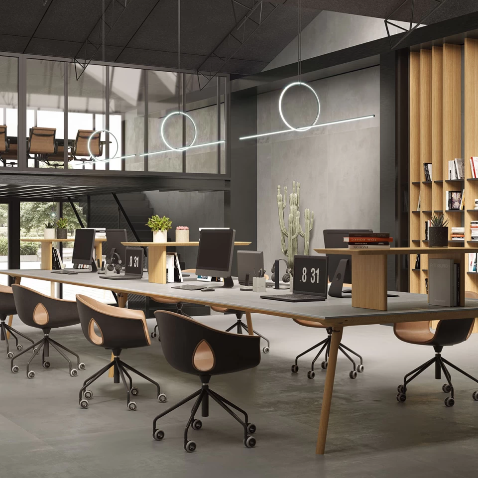 Stone look porcelain stoneware office – Atlas Plan