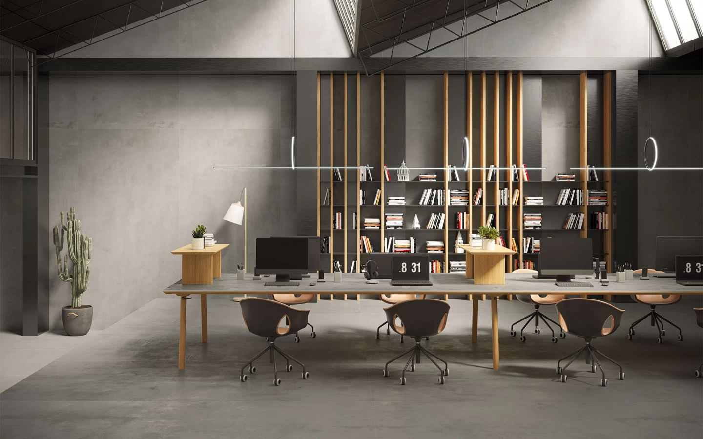 Офис с керамогранитом серого цвета под камень – Atlas Plan