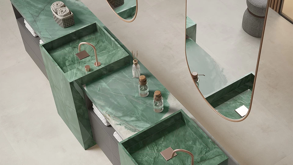 El lavabo verde en gres porcelánico - Atlas Plan