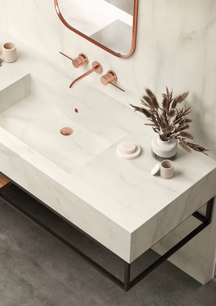 Marble Effect Top White Bath Table