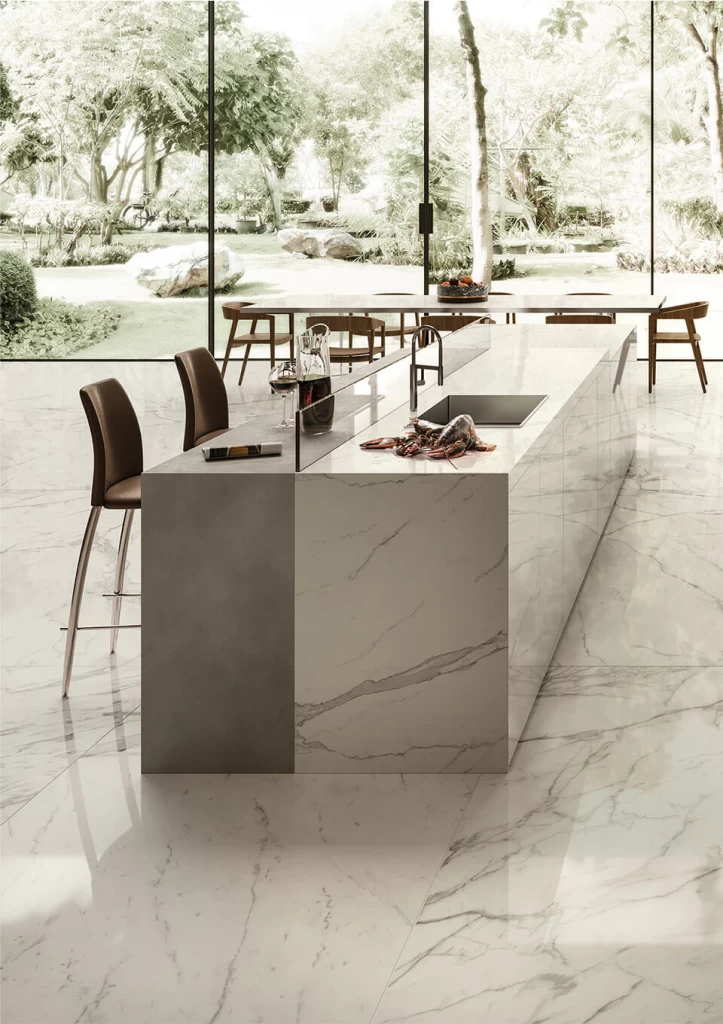 white porcelain tile stressed edge