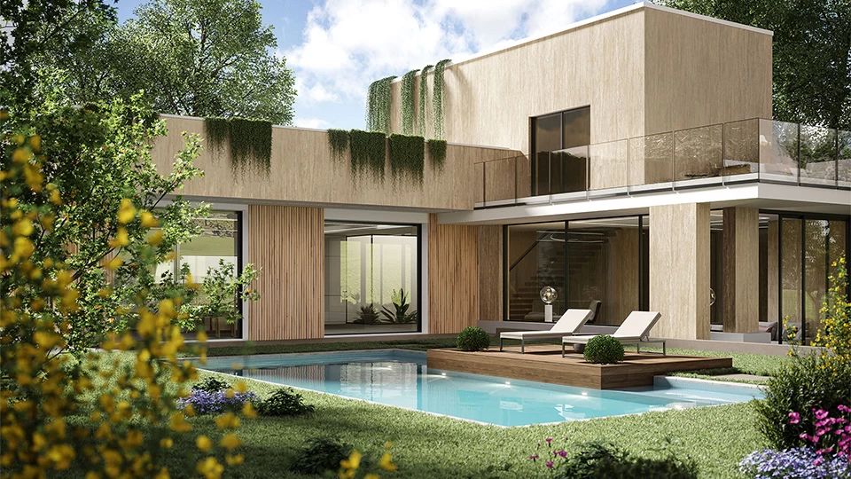 Maison moderne avec piscine Atlas plan