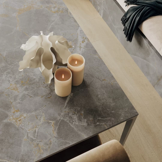 Atlas Plan grey porcelain tile table top