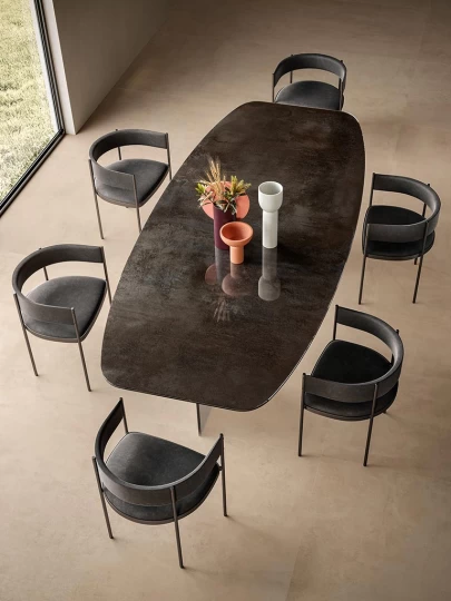 Atlas Plan metal-effect porcelain tile table