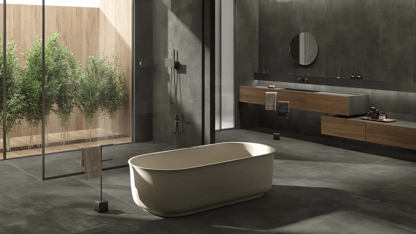 Grey porcelain stoneware bathroom - Atlas Plan