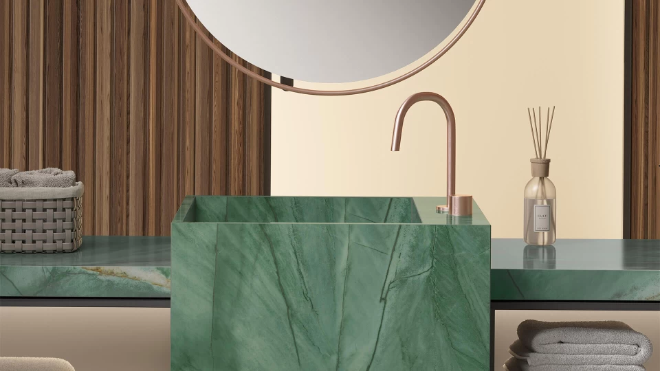 Atlas Plan green marble-effect washbasin
