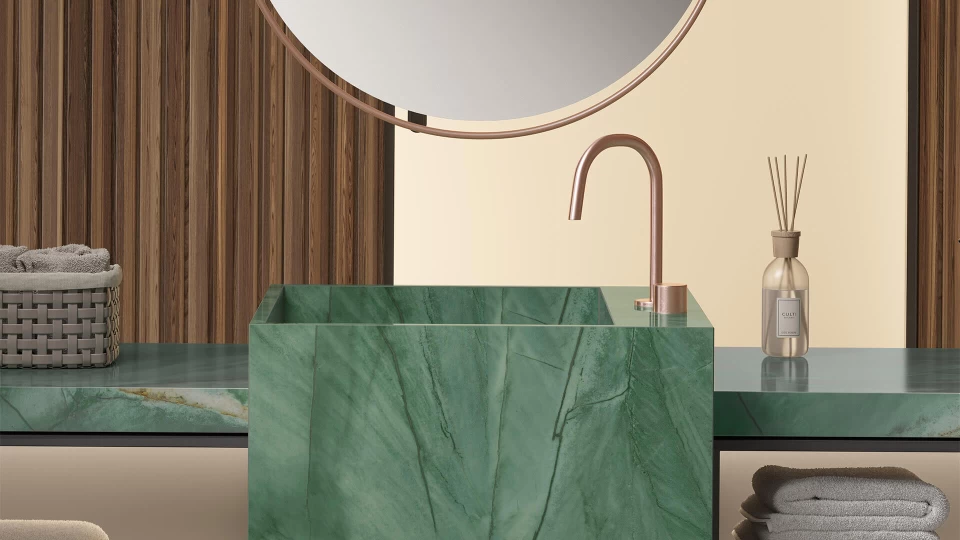 Lavabo effet marbré vert Atlas Plan