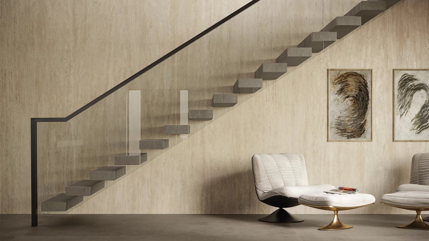 Atlas Plan porcelain tile staircase cladding