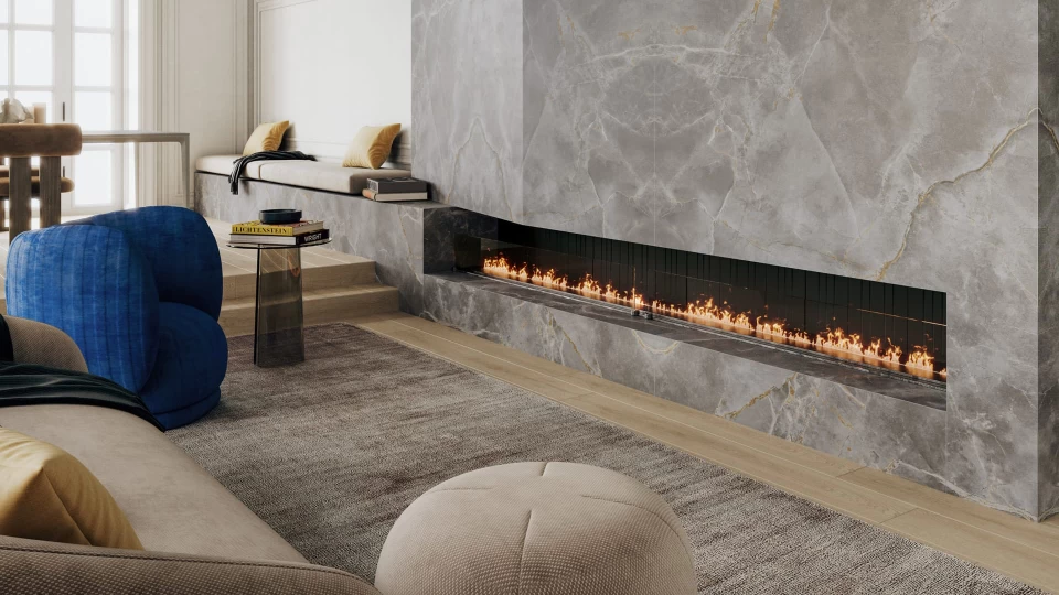 Atlas Plan porcelain stoneware fireplace cladding