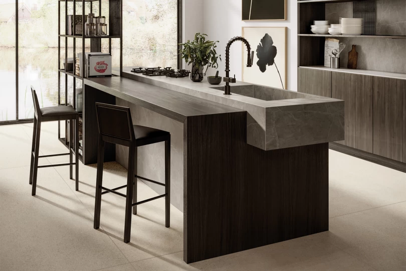 Atlas Plan modern kitchen with black island