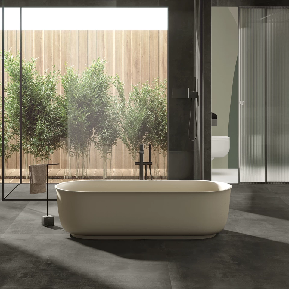 Add a little warmth to your bathroom with this taupe/brown shower