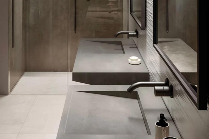 Porcelain tiles for narrow bathrooms