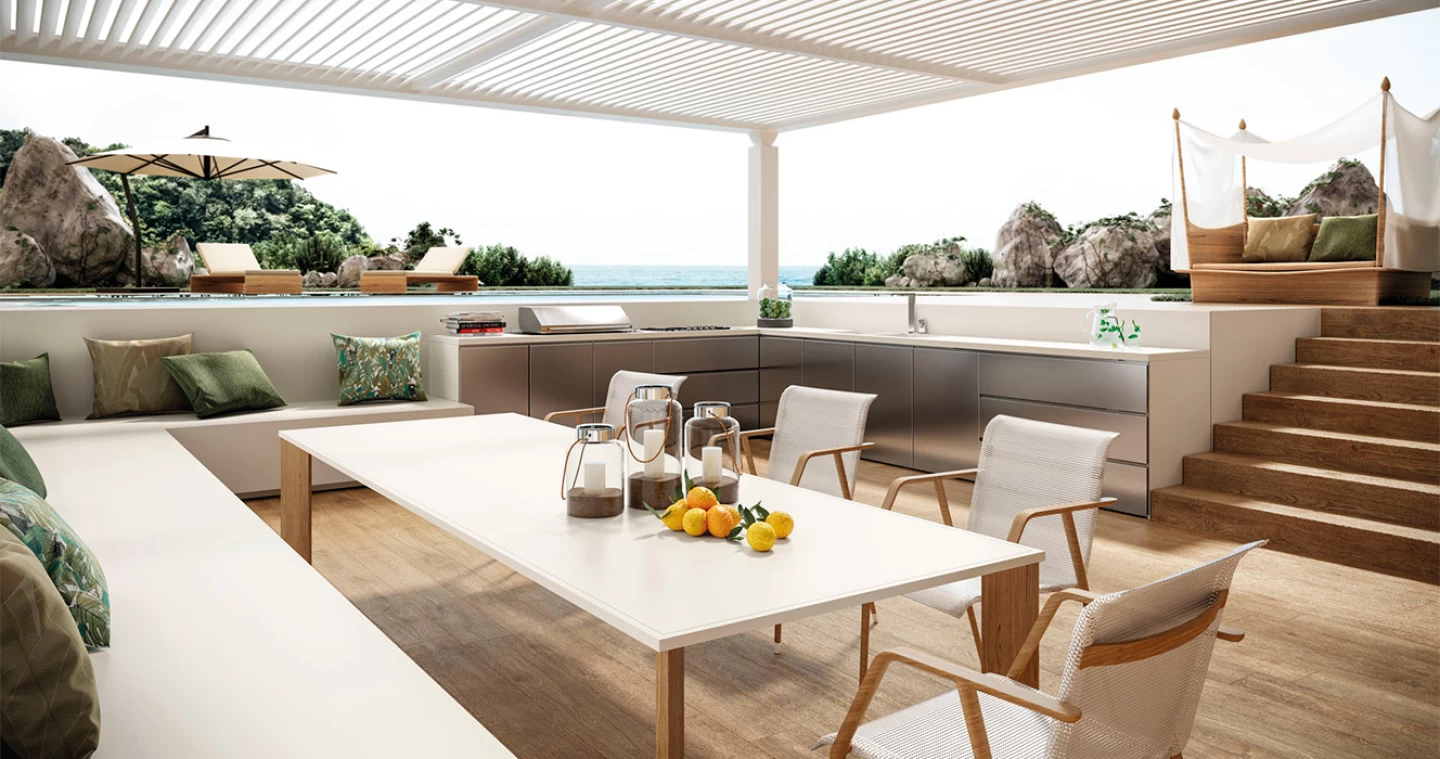Outdoor kitchen with modern layout