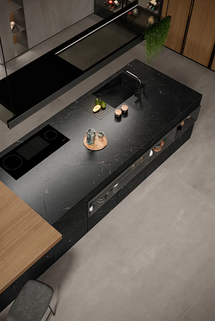 Cucina dalle sfumature nere
