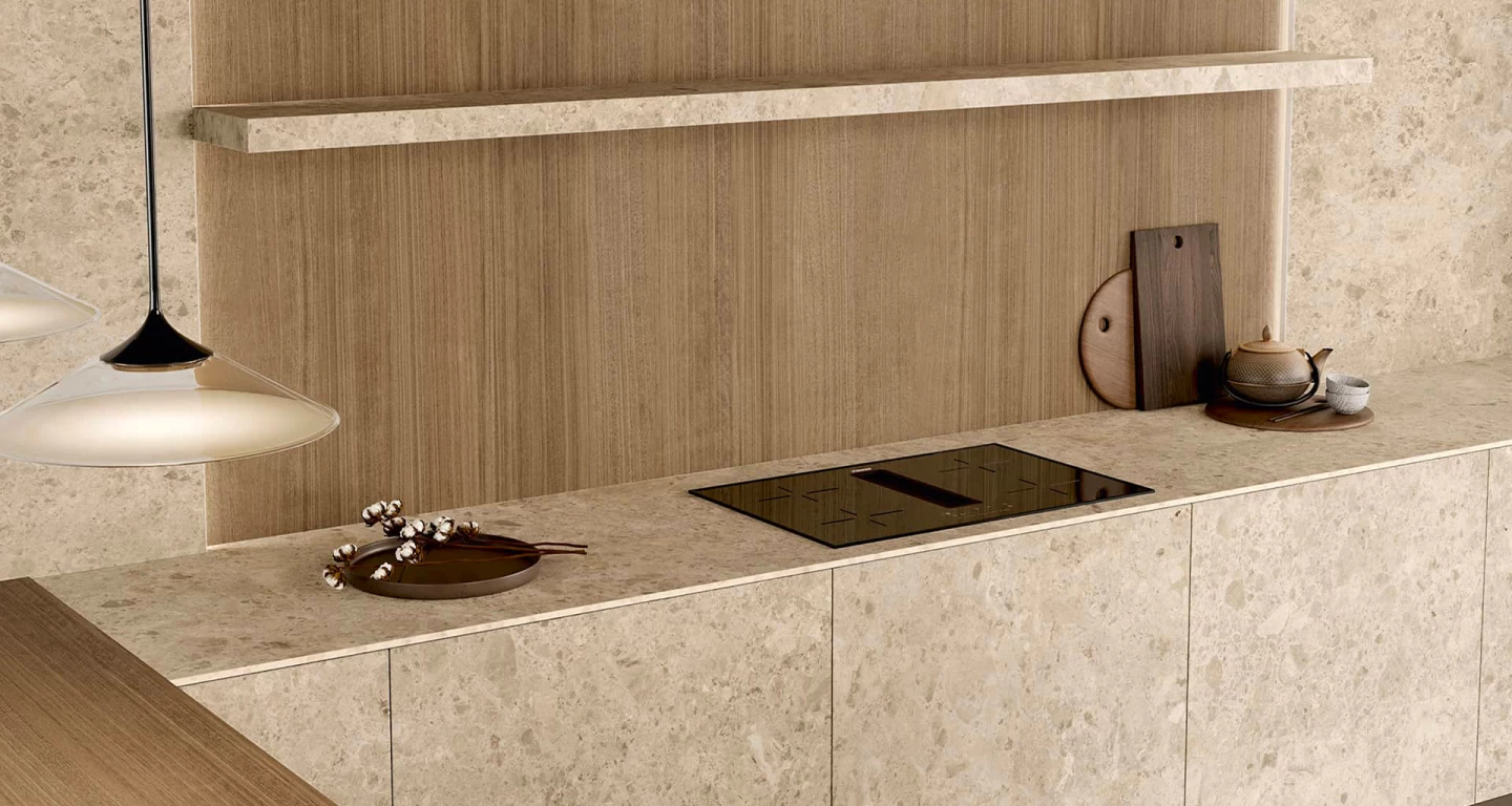 Large-format Atlas Plan porcelain stoneware kitchen worktop