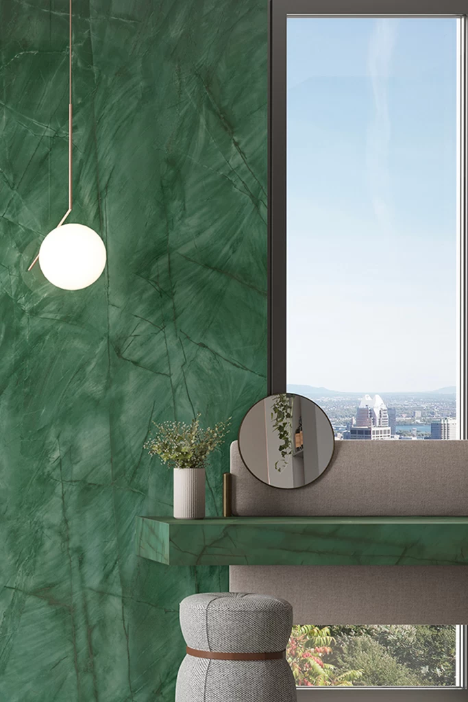 Rivestimento a parete bagno in gres porcellanato verde effetto naturale