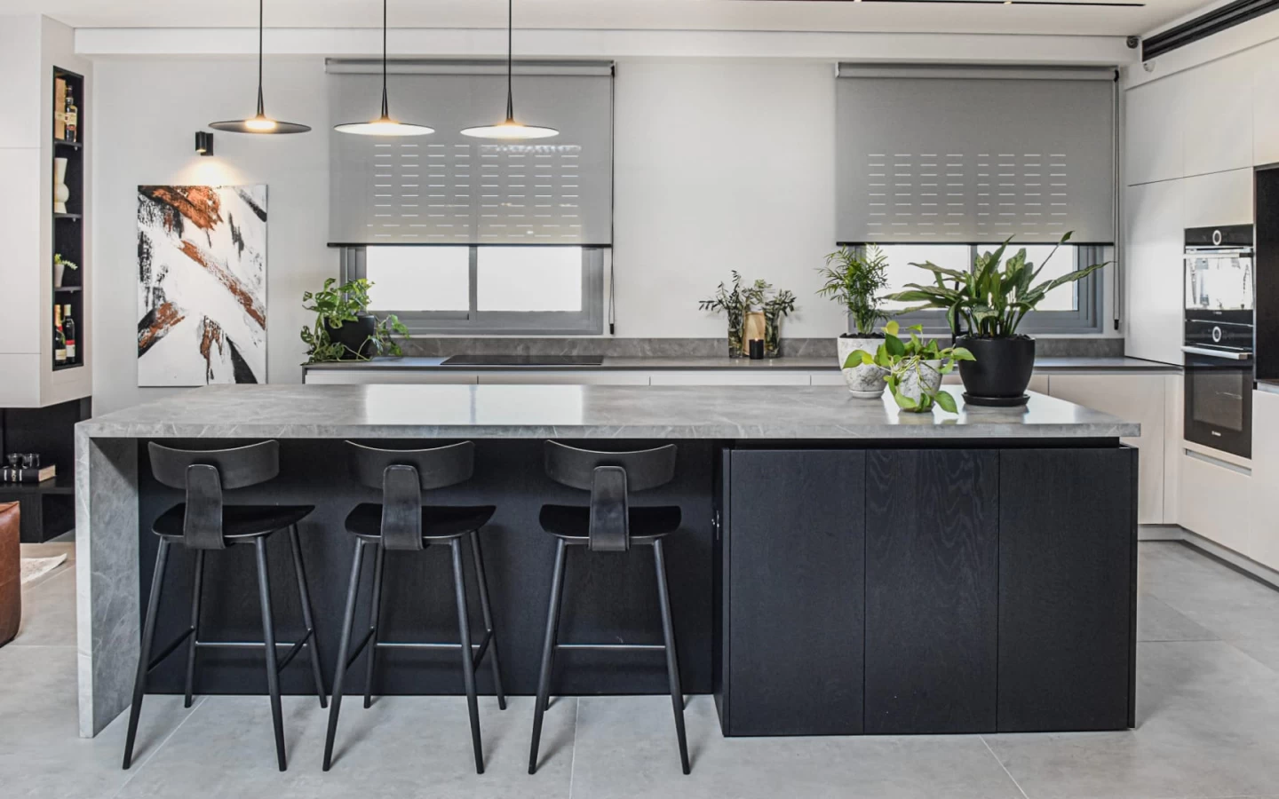 Кухонные рабочие поверхности из керамогранита серого цвета Atlas Plan – Проект Hemo